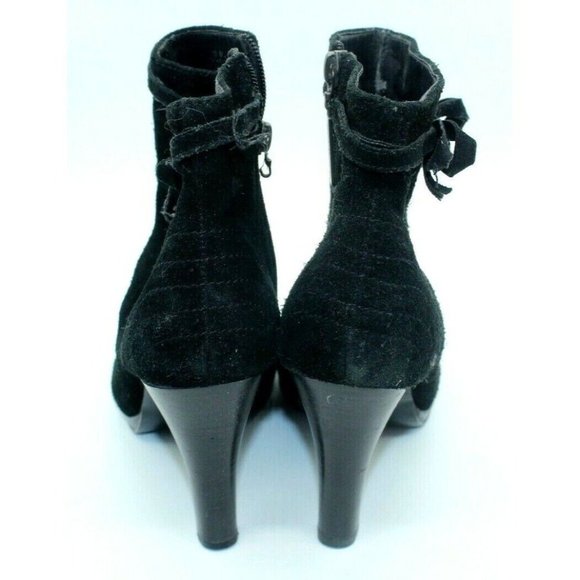 Tommy Girl Ankle Boots Womens 10 Black Suede Steampunk Zip Side Stiletto Heel - Picture 6 of 8